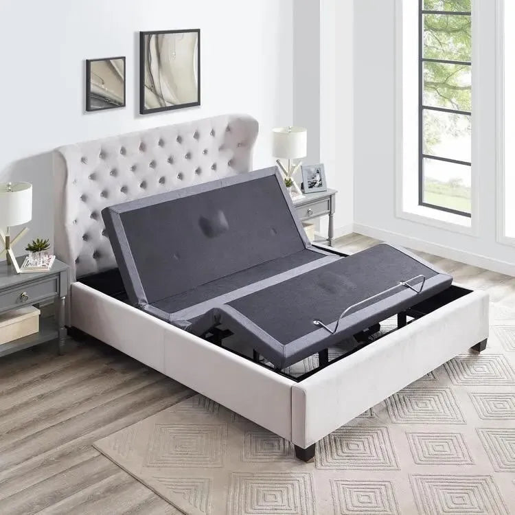 Sommier électrique réglable pour soulager la douleur, avec massage de la tête et des pieds à 3 vitesses, télécommande sans fil et chargeur USB.