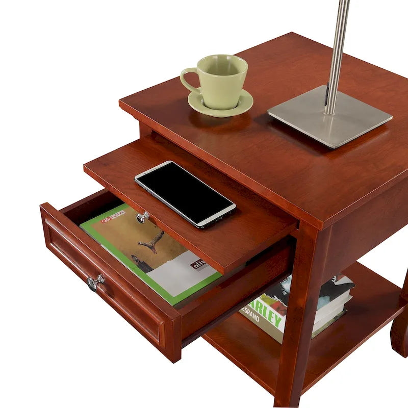 Table d'appoint à 1 tiroir et étagère coulissante American Heritage Logan de Convenience Concepts