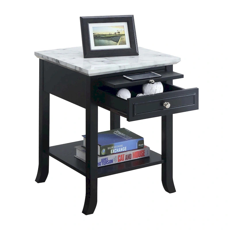 Table d'appoint à 1 tiroir et étagère coulissante American Heritage Logan de Convenience Concepts