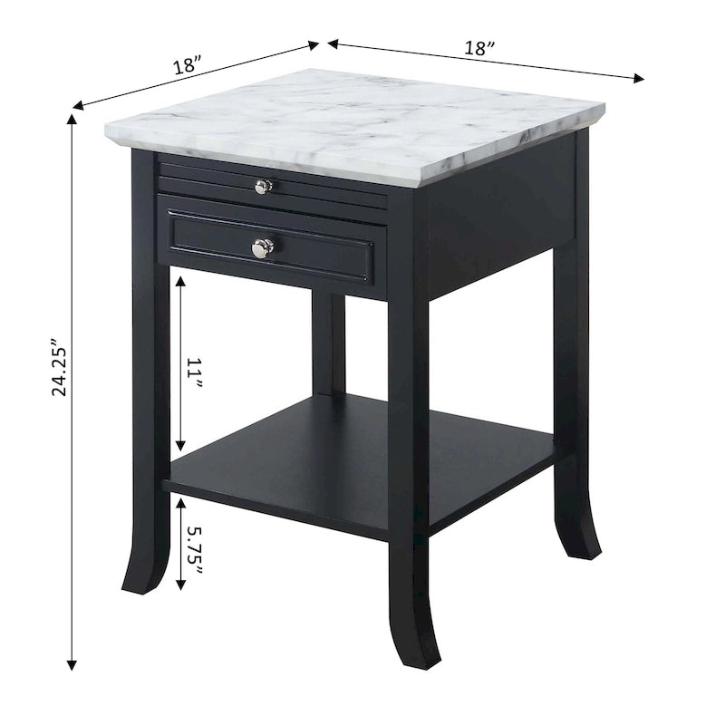 Table d'appoint à 1 tiroir et étagère coulissante American Heritage Logan de Convenience Concepts
