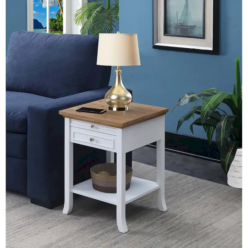 Table d'appoint à 1 tiroir et étagère coulissante American Heritage Logan de Convenience Concepts