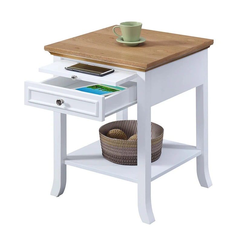 Table d'appoint à 1 tiroir et étagère coulissante American Heritage Logan de Convenience Concepts