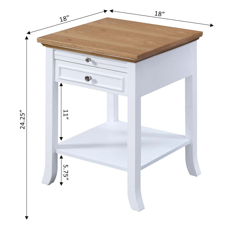 Table d'appoint à 1 tiroir et étagère coulissante American Heritage Logan de Convenience Concepts