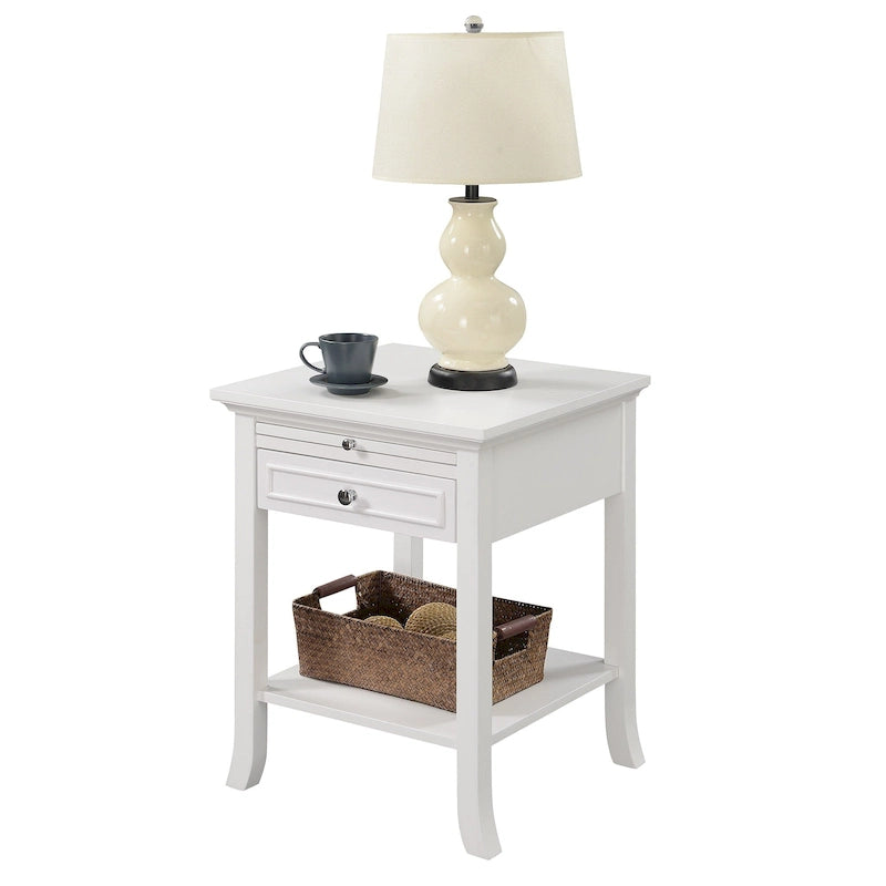 Table d'appoint à 1 tiroir et étagère coulissante American Heritage Logan de Convenience Concepts