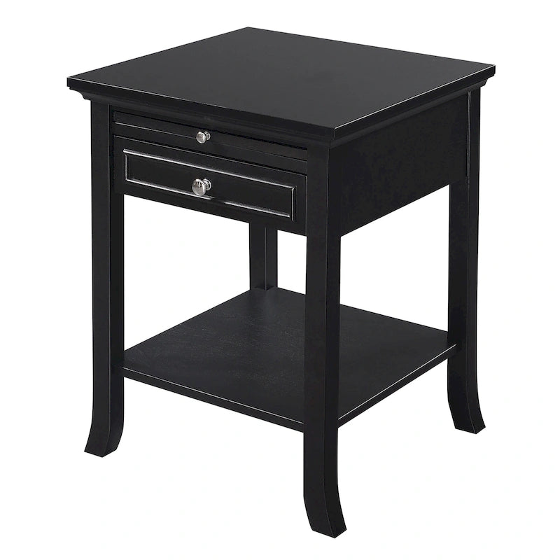 Table d'appoint à 1 tiroir et étagère coulissante American Heritage Logan de Convenience Concepts