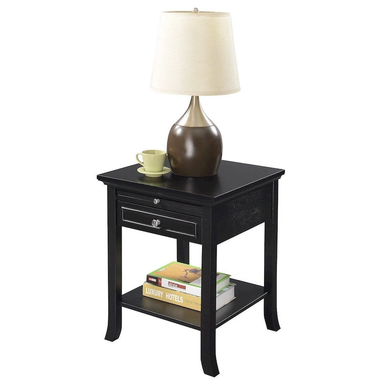 Table d'appoint à 1 tiroir et étagère coulissante American Heritage Logan de Convenience Concepts