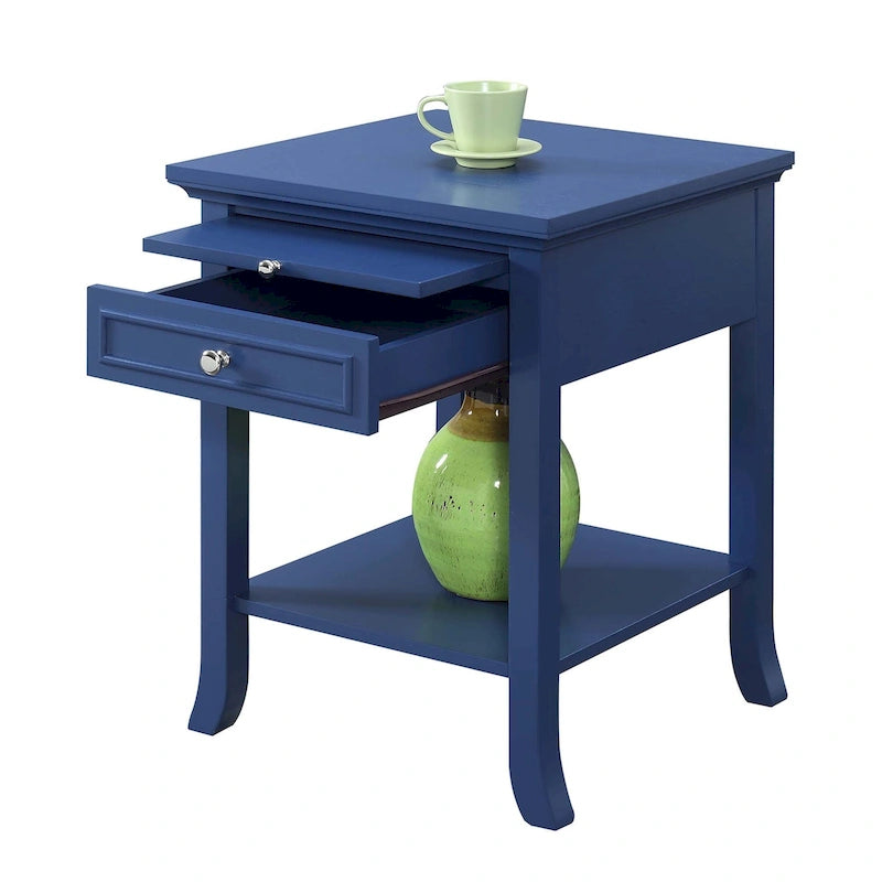 Table d'appoint à 1 tiroir et étagère coulissante American Heritage Logan de Convenience Concepts