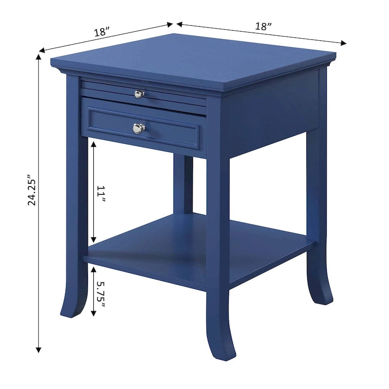 Table d'appoint à 1 tiroir et étagère coulissante American Heritage Logan de Convenience Concepts