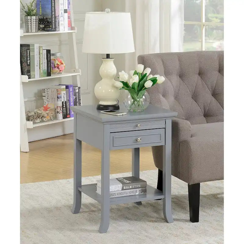 Table d'appoint à 1 tiroir et étagère coulissante American Heritage Logan de Convenience Concepts