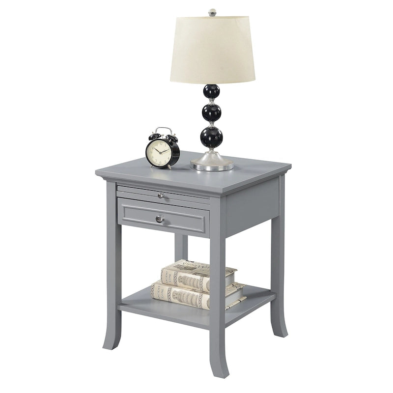 Table d'appoint à 1 tiroir et étagère coulissante American Heritage Logan de Convenience Concepts