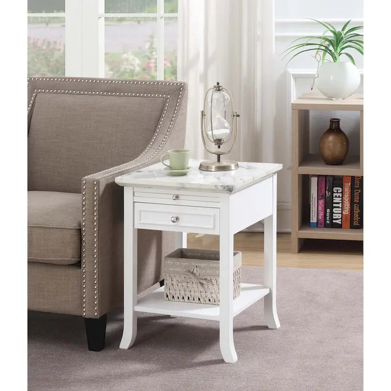 Table d'appoint à 1 tiroir et étagère coulissante American Heritage Logan de Convenience Concepts