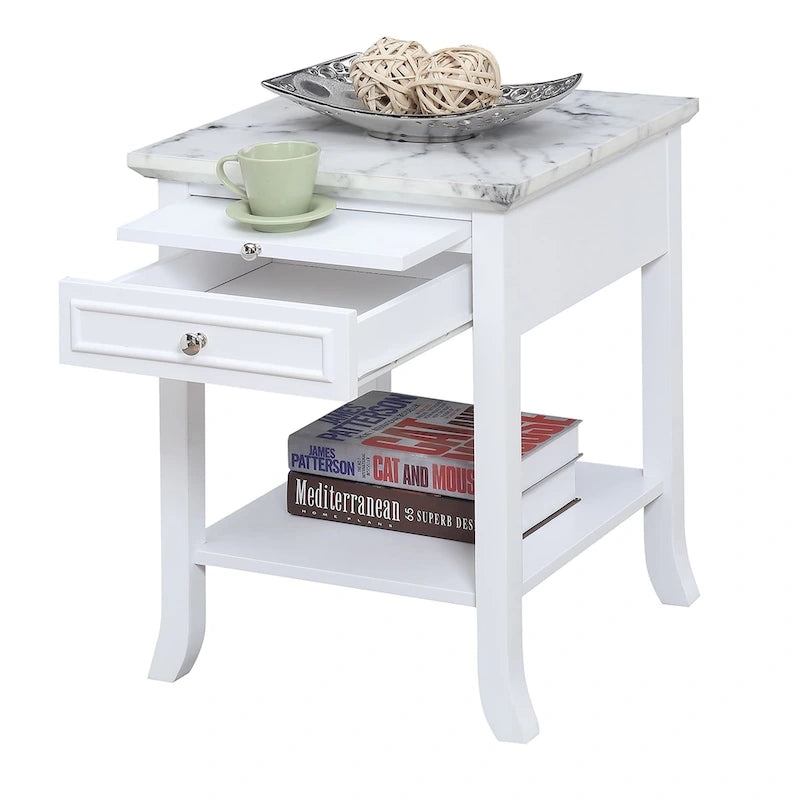 Table d'appoint à 1 tiroir et étagère coulissante American Heritage Logan de Convenience Concepts