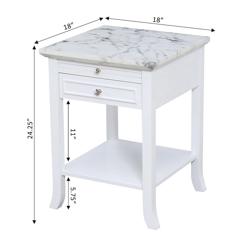 Table d'appoint à 1 tiroir et étagère coulissante American Heritage Logan de Convenience Concepts