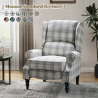 Fauteuil inclinable manuel classique Olympus à oreilles, capitonné, avec pieds en bois massif, par HULALA HOME