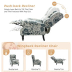 Fauteuil inclinable manuel classique Olympus à oreilles, capitonné, avec pieds en bois massif, par HULALA HOME