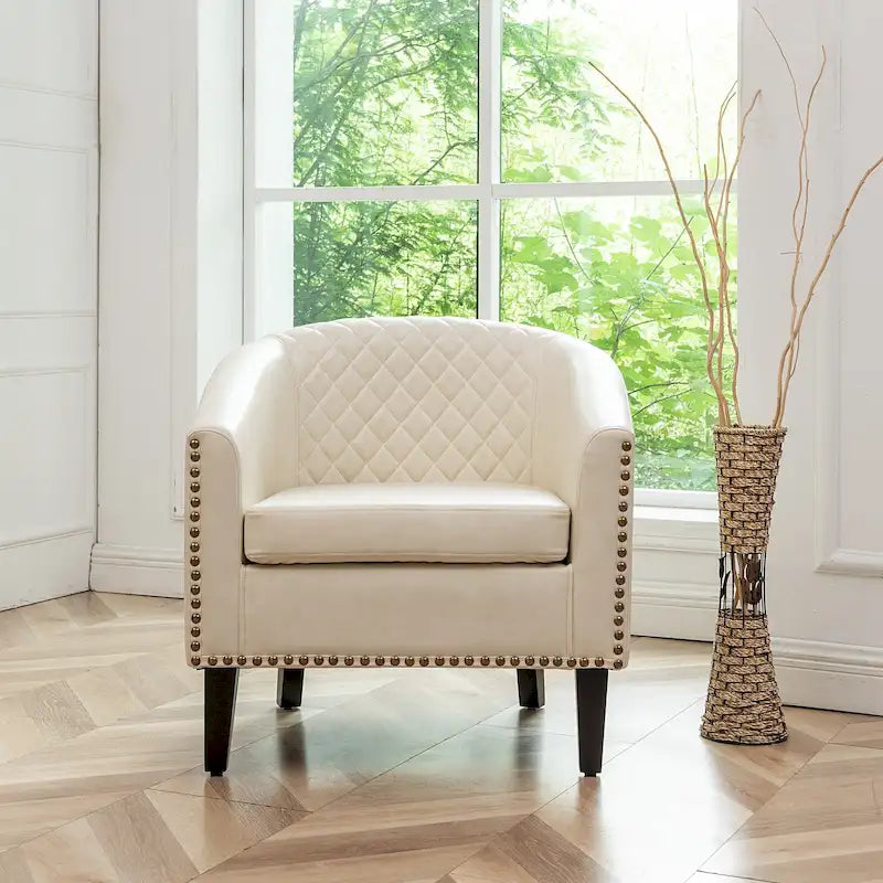 Fauteuil club KINWELL en cuir PU capitonné avec clous décoratifs