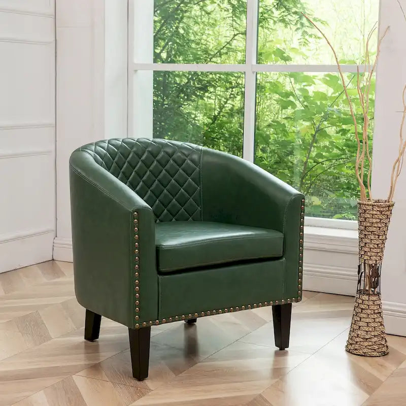Fauteuil club KINWELL en cuir PU capitonné avec clous décoratifs