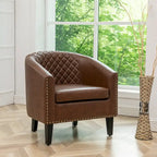 Fauteuil club KINWELL en cuir PU capitonné avec clous décoratifs