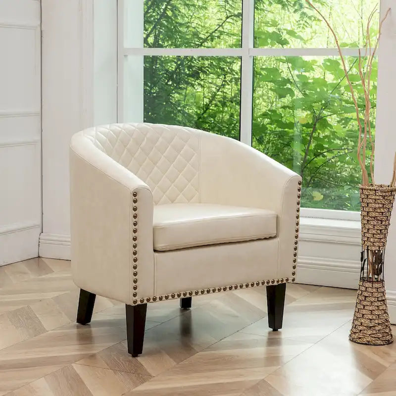 Fauteuil club KINWELL en cuir PU capitonné avec clous décoratifs