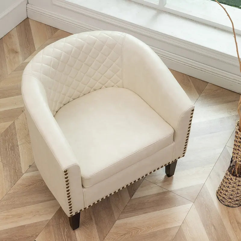 Fauteuil club KINWELL en cuir PU capitonné avec clous décoratifs