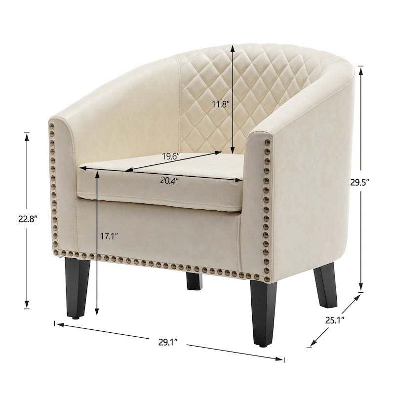 Fauteuil club KINWELL en cuir PU capitonné avec clous décoratifs