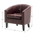 Fauteuil club KINWELL en cuir PU capitonné avec clous décoratifs