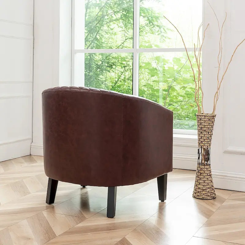 Fauteuil club KINWELL en cuir PU capitonné avec clous décoratifs