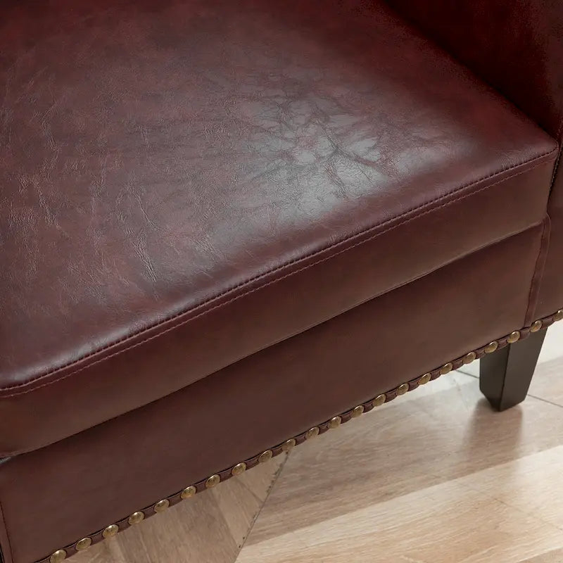 Fauteuil club KINWELL en cuir PU capitonné avec clous décoratifs