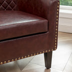 Fauteuil club KINWELL en cuir PU capitonné avec clous décoratifs