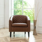 Fauteuil club KINWELL en cuir PU capitonné avec clous décoratifs