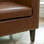Fauteuil club KINWELL en cuir PU capitonné avec clous décoratifs