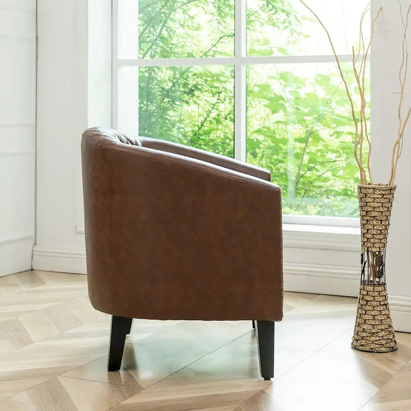 Fauteuil club KINWELL en cuir PU capitonné avec clous décoratifs