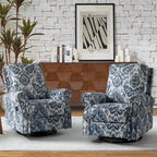 Ensemble de 2 fauteuils inclinables pivotants à bascule Roderich Farmhouse à imprimé floral et accoudoirs arrondis par HULALA HOME
