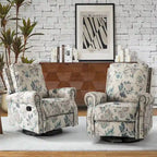 Ensemble de 2 fauteuils inclinables pivotants à bascule Roderich Farmhouse à imprimé floral et accoudoirs arrondis par HULALA HOME