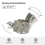Ensemble de 2 fauteuils inclinables pivotants à bascule Roderich Farmhouse à imprimé floral et accoudoirs arrondis par HULALA HOME
