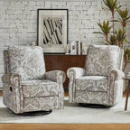 Ensemble de 2 fauteuils inclinables pivotants à bascule Roderich Farmhouse à imprimé floral et accoudoirs arrondis par HULALA HOME