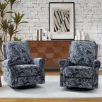 Ensemble de 2 fauteuils inclinables pivotants à bascule Roderich Farmhouse à imprimé floral et accoudoirs arrondis par HULALA HOME