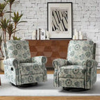 Ensemble de 2 fauteuils inclinables pivotants à bascule Roderich Farmhouse à imprimé floral et accoudoirs arrondis par HULALA HOME