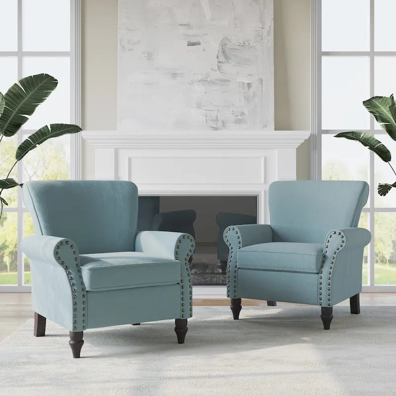 Fauteuils d'appoint modernes du milieu du siècle avec garniture cloutée