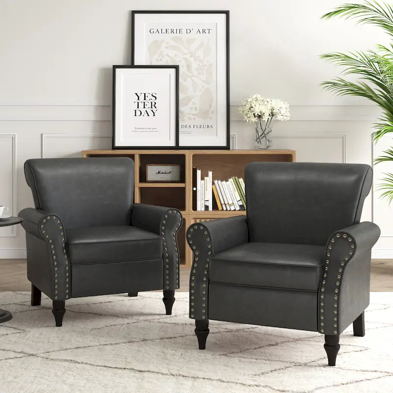 Fauteuils d'appoint modernes du milieu du siècle avec garniture cloutée