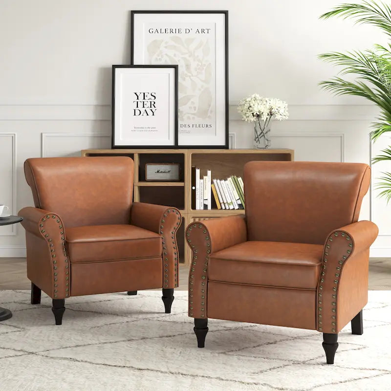 Fauteuils d'appoint modernes du milieu du siècle avec garniture cloutée