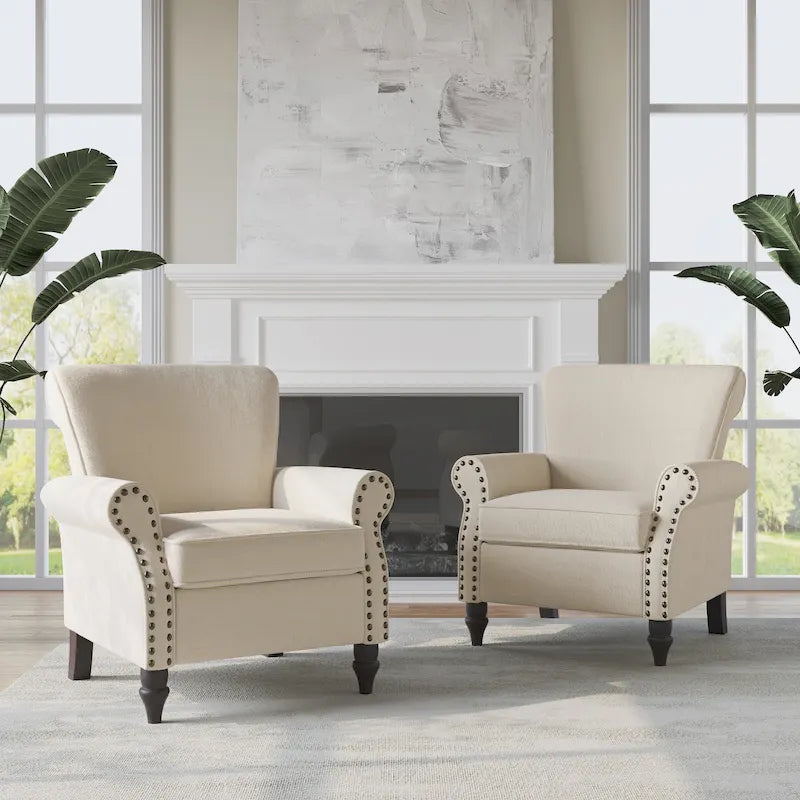 Fauteuils d'appoint modernes du milieu du siècle avec garniture cloutée