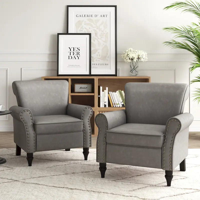 Fauteuils d'appoint modernes du milieu du siècle avec garniture cloutée