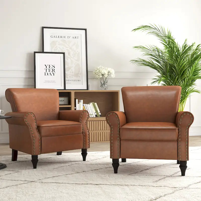 Fauteuils d'appoint modernes du milieu du siècle avec garniture cloutée