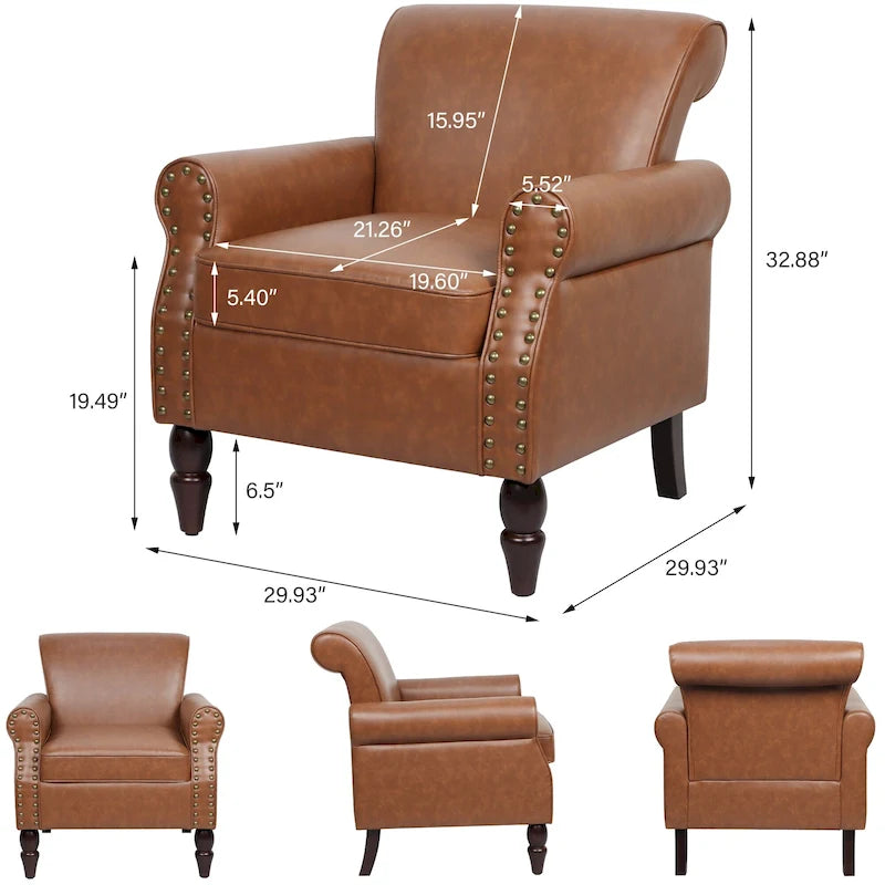 Fauteuils d'appoint modernes du milieu du siècle avec garniture cloutée