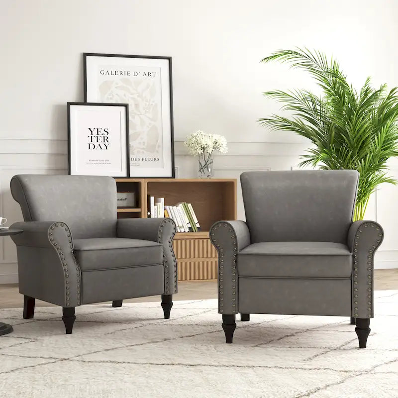 Fauteuils d'appoint modernes du milieu du siècle avec garniture cloutée