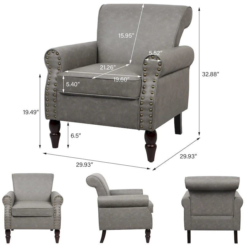 Fauteuils d'appoint modernes du milieu du siècle avec garniture cloutée