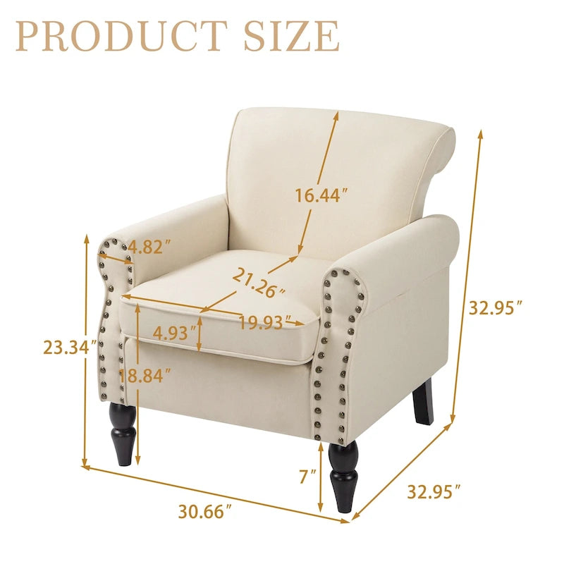 Fauteuils d'appoint modernes du milieu du siècle avec garniture cloutée