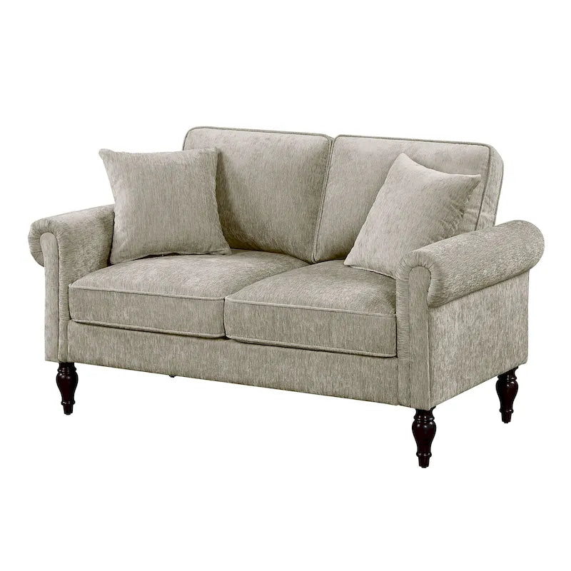 Ensemble de salon 2 pièces Igny traditionnel en chenille à accoudoirs roulés par Furniture of America