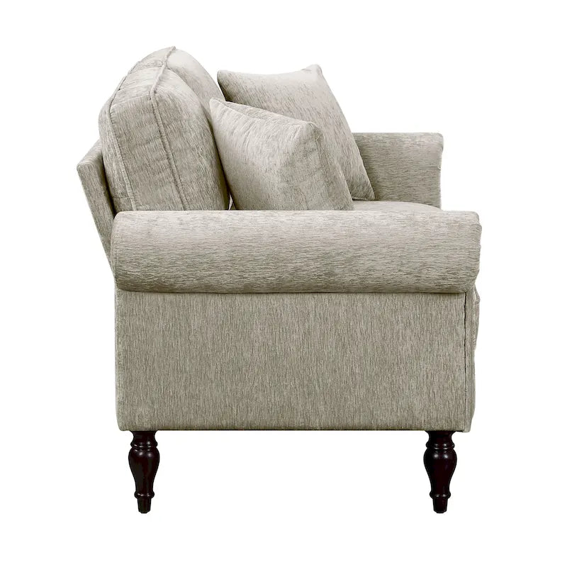 Ensemble de salon 2 pièces Igny traditionnel en chenille à accoudoirs roulés par Furniture of America
